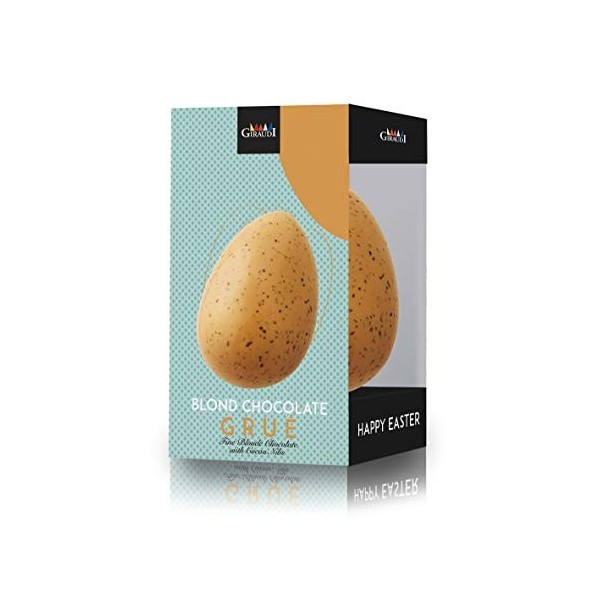 Oeuf de Pâques Artisanal Atzeco, Chocolat Blond au Gruè de Cacao, Sans Gluten, 200 Grammes