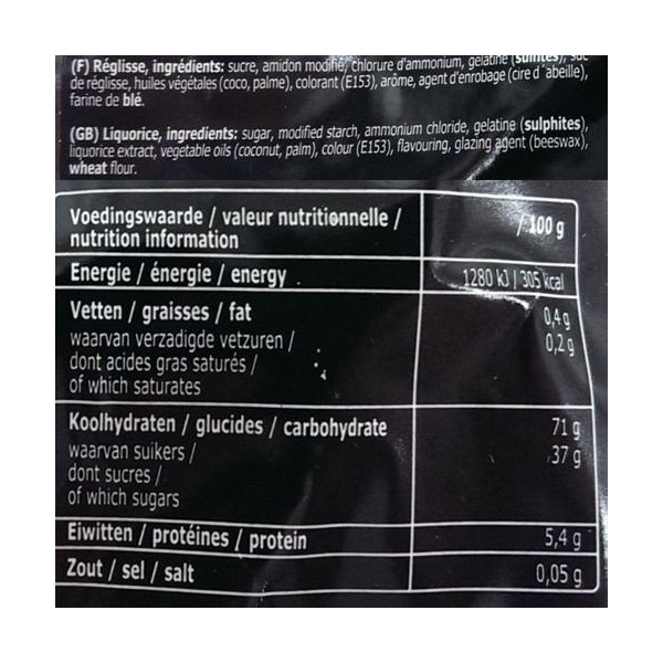 Venco Holland Lot de 6 boîtes de réglisse « Dubbelzoute Rondjes » de 1 kg double salé 