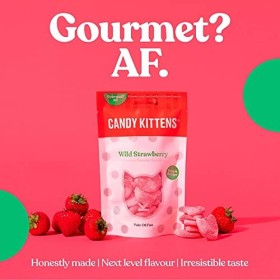 Candy Kittens Bonbons gourmands aux fraises sauvages – Bonbons végétaliens avec jus de fruits et saveurs naturelles lot de 7