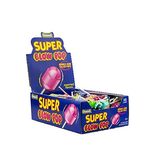 Charms Super Blow Pops 48 Lollipops/Box,Assorted Flavors