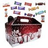 Maxi ballotin de Noël rouge garni de 250 mini- chocolats KINDER, CELEBRATIONS, MILKA, CEMOI, DAIM