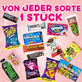 CandyFair Boîte à bonbons américaine XXL – Ensemble de bonbons américains du monde entier avec Takis, Nerds, Sour Patch Kids,