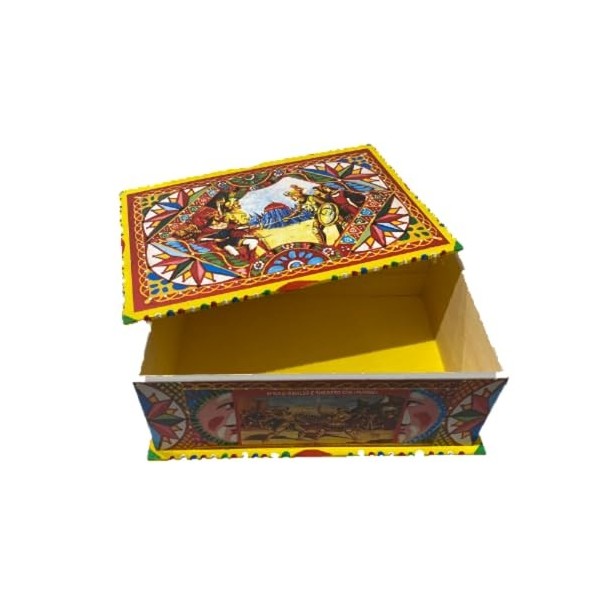 TESORI DI SICILIA Boîte en Bois Traditionnelle Sicilienne Faite à la Main, boîte-Cadeau lithographiée avec des scènes du célè