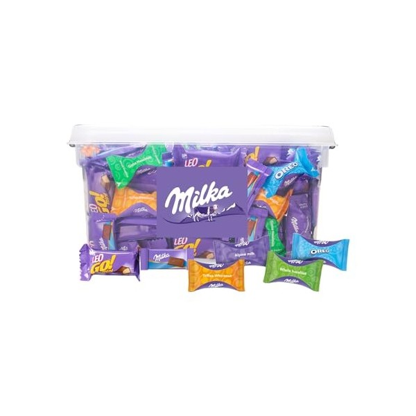 Milka - Boîte de Chocolat Milka - Mini Chocolat Noel Individuel à Offrir ou Partager - Mix Chocolat Milka Leo Go, Milka Momen