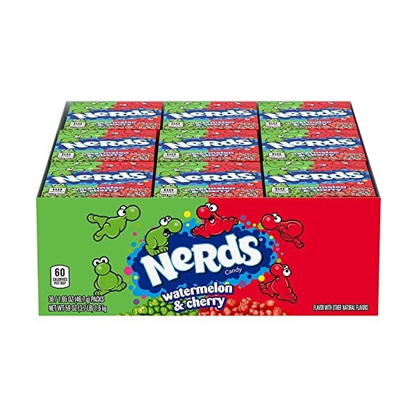 Nerds - Nerds Candy American Sour Candy | Combo Parfait De Petits Bonbons Au Goût De Pastèque Et De Cerise - Idéal Pour Parta