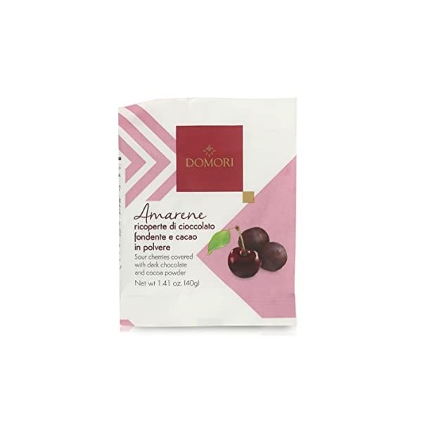 Domori Cerises Enrobées de Chocolat Noir à 72% Cacao - Lot de 18 Sachets de 40 Grammes Chacun