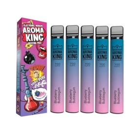 LOT DE 5 Puffs Aroma King BLUEBERRY BUBBLE GUM 700 PUFFS/TAFFS EN 0MG