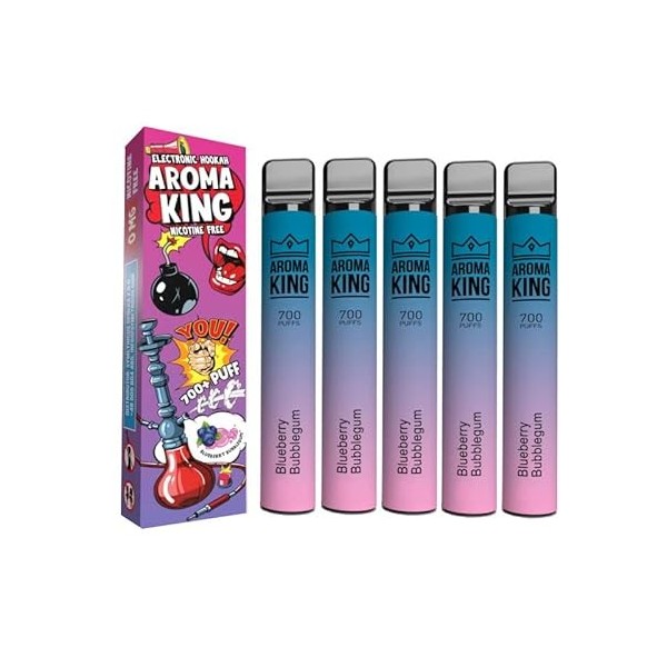 LOT DE 5 Puffs Aroma King BLUEBERRY BUBBLE GUM 700 PUFFS/TAFFS EN 0MG