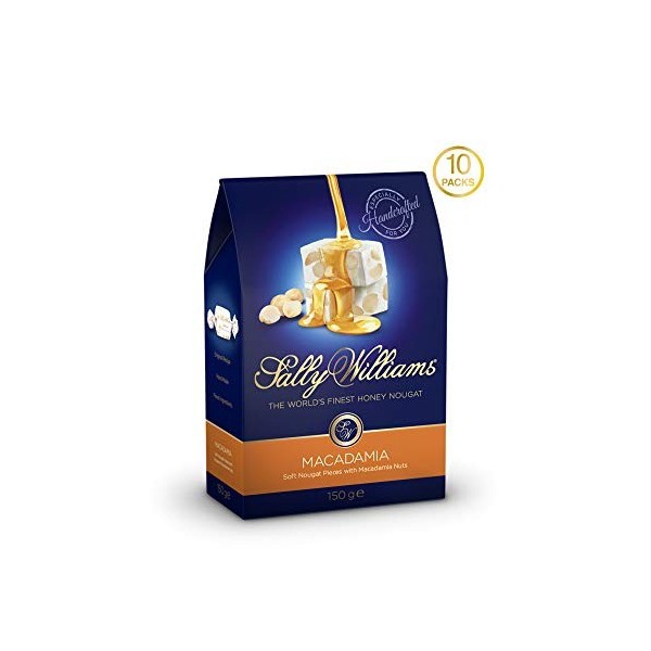 Sally Williams, Lot de 10 nougats au miel doux de qualité supérieure - Fabriqués à la main avec des noix de macadamia - 150 g