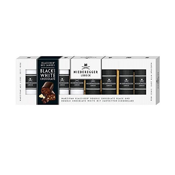 Niederegger Klassiker Best of The Year Noir & Blanc, Massepain classique recouvert de chocolat – 9 boîtes de 100 g | Confisti