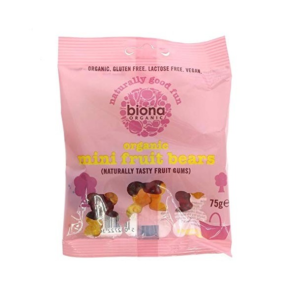 Biona Lot de 12 mini bonbons en gelée aux fruits 75 g