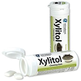 Miradent Gomme à mâcher Xylitol Gomme à mâcher dentaire 30 pièces boîte de thé vert 12x 30g 