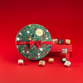 Venchi - Collection de Noël - Maxi boîte à chapeau avec Chocoviar Assortis, 1,1 kg - Idée cadeau - Sans gluten