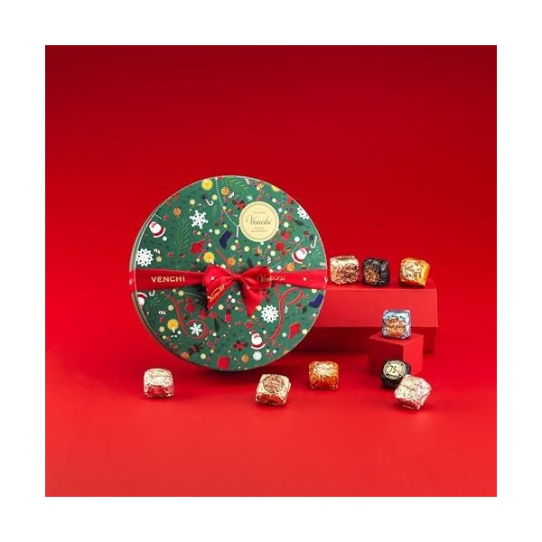 Venchi - Collection de Noël - Maxi boîte à chapeau avec Chocoviar Assortis, 1,1 kg - Idée cadeau - Sans gluten