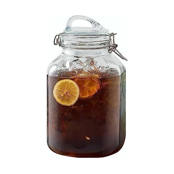 DLUXCA Baril de vin en Verre Bouteille de vin à Bulles avec Robinet Baril de Boisson Maison Bière Baril de thé aux Fruits Can