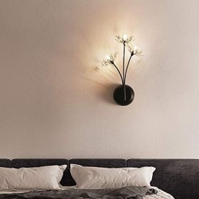 HAME LED Lampe Murale En Cristal Moderne 3 Flammes Lampe De Chevet Noir Fer Chambre Salon Balcon Salle Détude Couloir Couloi
