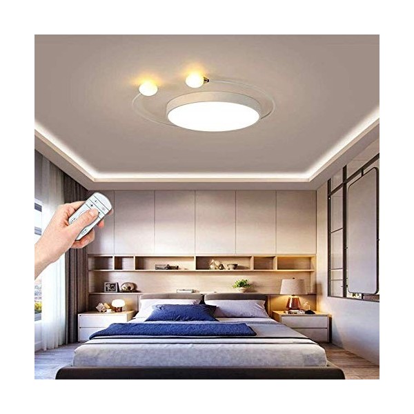 HAME Plafonnier LED rond Dimmable Lampe de chambre moderne Plafonnier Lampe de cuisine avec télécommande 34W Éclairage intéri