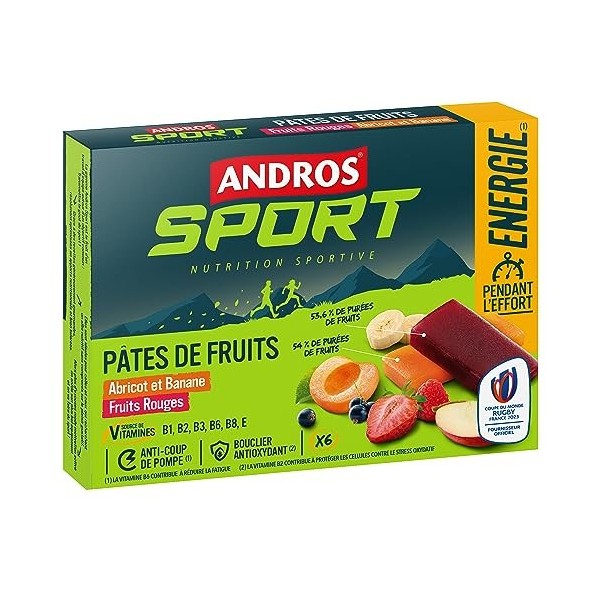 ANDROS Etui Pâte de Fruits Assorties 3 fruits rouges/3 Banane/abricot 6x30g