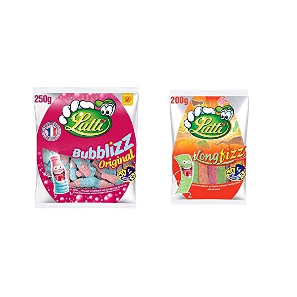 Lutti Bubblizz Original Gomme à Mâcher, 250 g & Long Fizz 200g