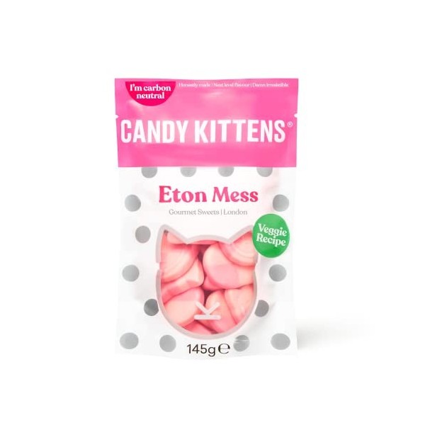 Candy Kittens Eton Mess Bonbons végétariens gourmets – Sans huile de palme, bonbons gélifiés fabriqués avec du jus de fruits 