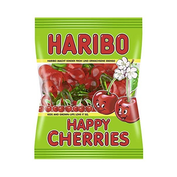 Haribo Happy Cherries, Bonbons, Bonbons Gélifiés, Bonbons Fruités, en Sachet, Paquet, 200 g