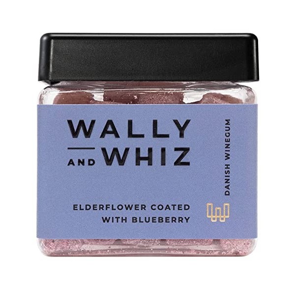 Wally and Whiz - Gommes de vin gourmet danois - Fleurs de sureau et myrtille - Bonbons gommes aux fruits - Excellent cadeau -
