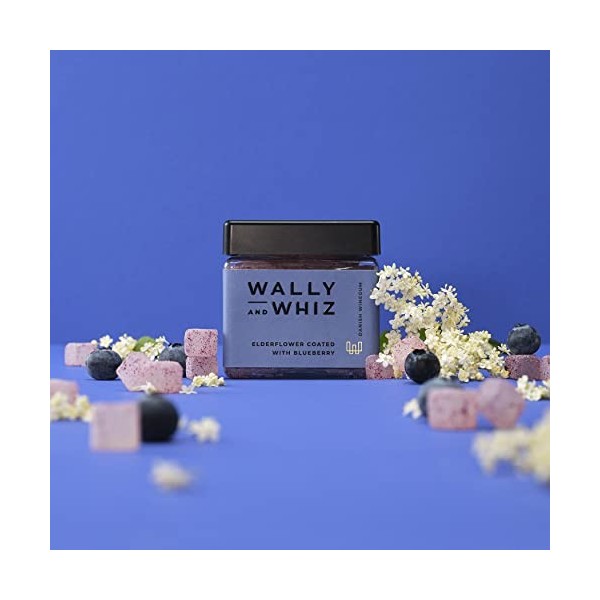 Wally and Whiz - Gommes de vin gourmet danois - Fleurs de sureau et myrtille - Bonbons gommes aux fruits - Excellent cadeau -