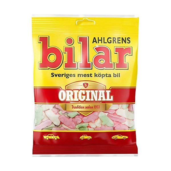 ScandiKitchen Ahlgrens Bilar Lot de 3 boîtes de bonbons suédois à mâcher en forme de voiture 125 g