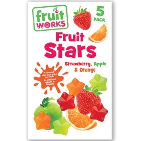 Fruit Works Fruit Stars Lot de 3 boîtes de 3 boîtes de 90 g Fraise, Pomme et Orange