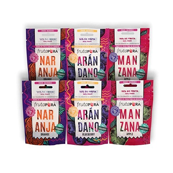 FRUTA PURA - PACK 6 - Fruits Purs - Dés de Fruits Purs 96% - PACK DÉGUSTATION - 2 UNITÉS DE CHAQUE SAVEUR