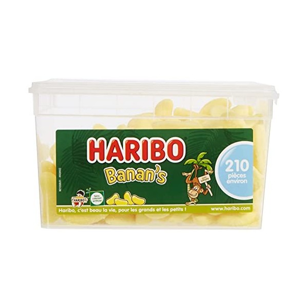 HARIBO - Banans - Bonbons Aromatisés à la Banane - Boîte de 210 Bonbons- 1050g