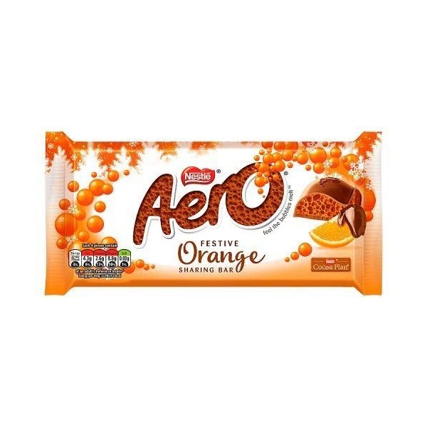 Aero Orange Bloc de chocolat - 100 g - Lot de 4