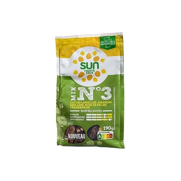 Mix n°3 Sun grignotage 190g fruits secs