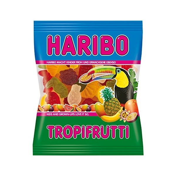 HARIBO tropi Frutti, Lot de 6, Caoutchouc&nbsp;-&nbsp;Babyours&nbsp;-&nbsp;Vin en Caoutchouc, Fruit Caoutchouc en Sachet, Pochette