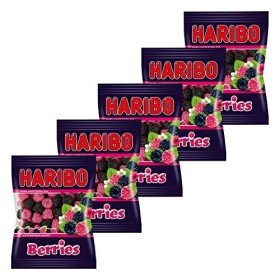 Haribo Berries, Lot de 5, Caoutchouc&nbsp;–&nbsp;Babyours&nbsp;–&nbsp;Vin en Caoutchouc, Fruit Caoutchouc en Sachet, Pochette