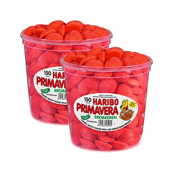 Haribo Primavera fraises Petit Modèle, Lot de 2, fruité Mousse sucre, confiseries