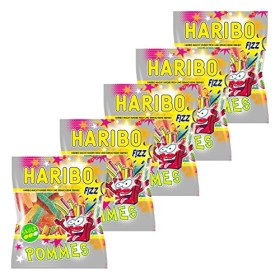HARIBO Bonbon Frites acidulées, Lot de 5, Caoutchouc&nbsp;-&nbsp;Babyours&nbsp;-&nbsp;Vin en Caoutchouc, Fruit Caoutchouc Sauer aigre en Sachet, 