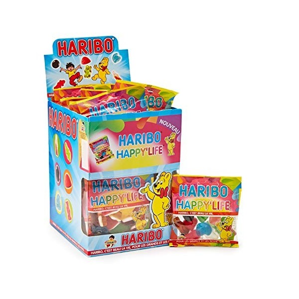 HARIBO Happy Life Assortiment de Bonbons Gélifiés Prêt à Vendre de 30 Sachets-40g - total 1,2kgs