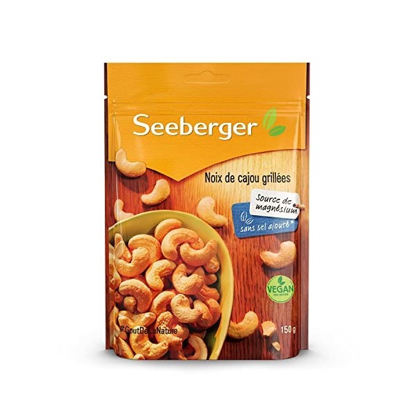 Seeberger Noix de cajou grillées : Noix de cajou croquantes transformées avec soin - snack énergétique riche en protéines san