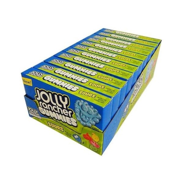 JOLLY RANCHER Originals Lot de 11 boîtes de bonbons acidulés Sour & Chewy Gummy 100 ml – Pomme verte, framboise bleue, cerise