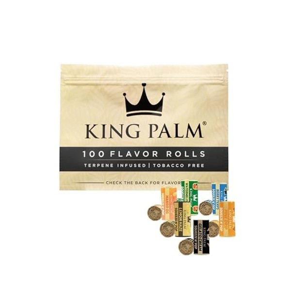 King Palm | 100 filtres infusés de terpènes | 6 saveurs variées | crème gelato | myrtille | ananas | citron | mangue | pastèq