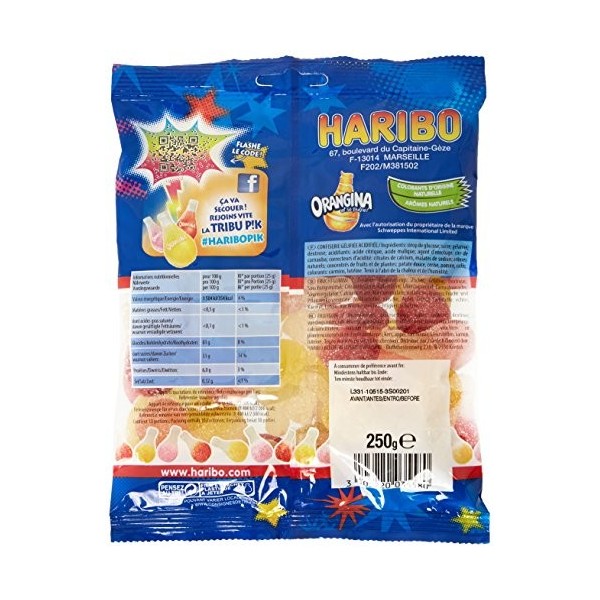 Haribo Bonbons Gélifiés Orangina Pik 250 g - Lot de 6