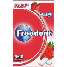 FREEDENT - Chewing-gum goût Fraise sans sucres - 5 paquets de 10 dragées - 70g
