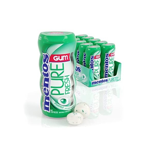 Mentos Chewing-gum Pure Fresh - Goût de menthe verte Lot de 10 