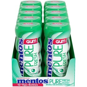 Mentos Chewing-gum Pure Fresh - Goût de menthe verte Lot de 10 