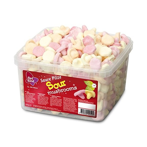 Red Band - Champignons acides - Sucre mousse - Acide - Boîte de 240 pièces.