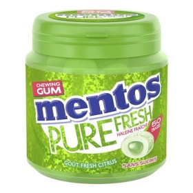 MENTOS GUM Chewing-Gum Mentos Pure Fresh Citrus Sans Sucres Parfum Citron Ultra Gourmand/Menthe Fraîche Dure Longtemps Boîte 
