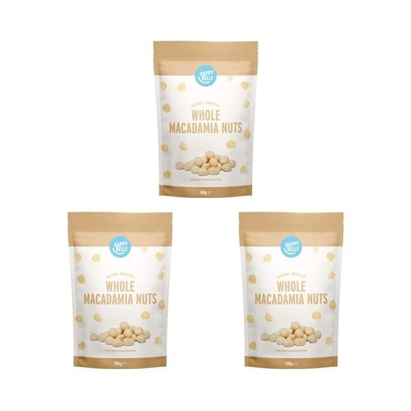 Marque Amazon - Happy Belly Noix de Macadamia Entières, Non Salées, 100g, lot de 1
