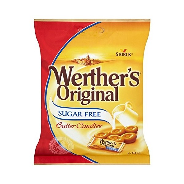 Sucre dorigine de Werther bonbons sans beurre liste 80g - Paquet de 6