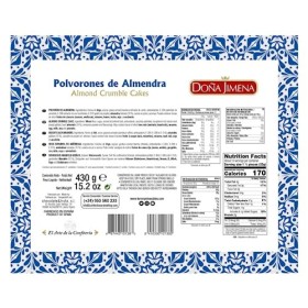 DOÑA JIMENA - Polvorón aux amandes, Qualité Suprême, gourmandise typique de Noël, Recette Artisanale, 430g